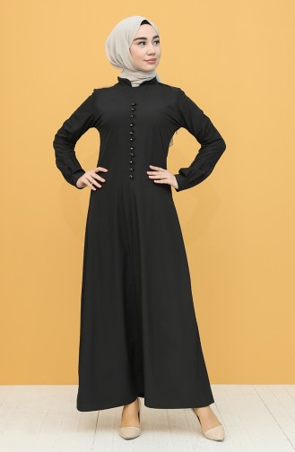 Likralı Krep Elbise 2537-03 Siyah