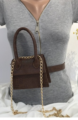 Mini Kemerli Zincirli Bel Çanta Bs 000594 Taba