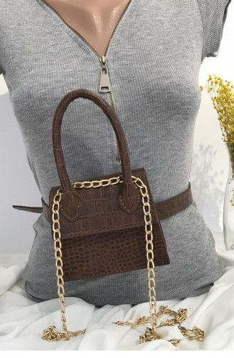 Mini Kemerli Zincirli Bel Çanta Bs 000594 Taba