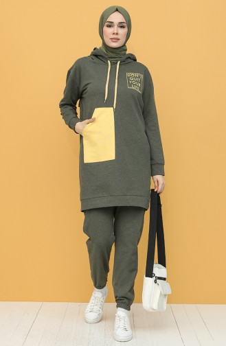 Kapüşonlu Eşofman Takım 5098-03 Haki