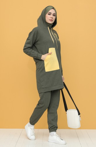 Kapüşonlu Eşofman Takım 5098-03 Haki