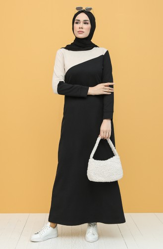 Schwarz Hijab Kleider 50101-01