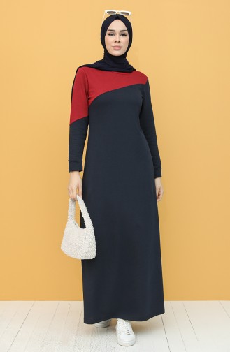 Navy Blue Hijab Dress 50101-02