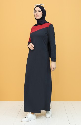 Navy Blue Hijab Dress 50101-02