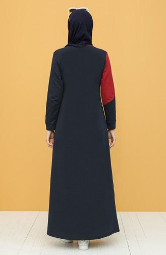 Navy Blue Hijab Dress 50101-02