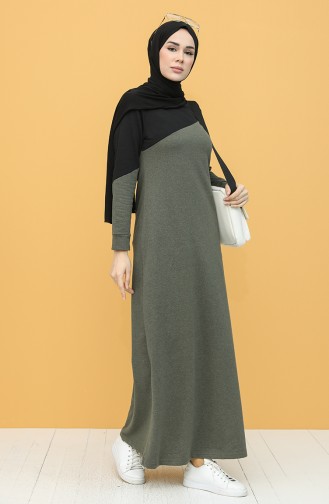 Khaki Hijab Dress 50101-04