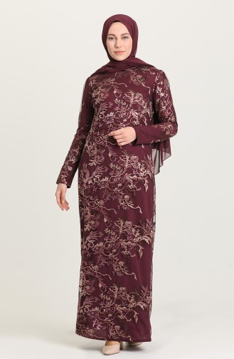 Plum Hijab Dress 7283-01