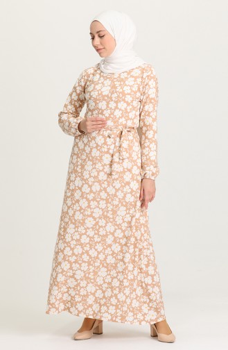 Caramel Hijab Dress 0390-03