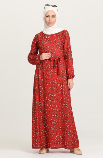 Brick Red Hijab Dress 0392-01