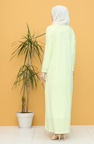 Çizgili Elbise 8265-01 Neon Yeşili