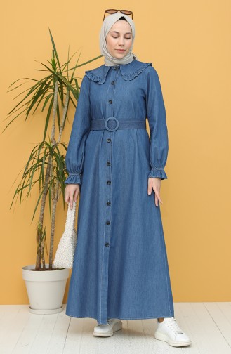 Navy Blue Hijab Dress 4061-02