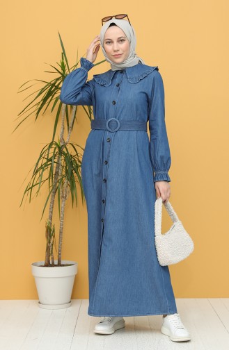 Navy Blue Hijab Dress 4061-02