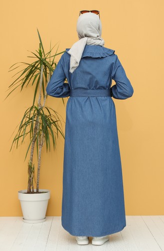 Kemerli Kot Elbise 4061-02 Lacivert
