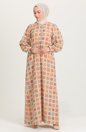 Beige Hijab Dress 21Y8345A-04