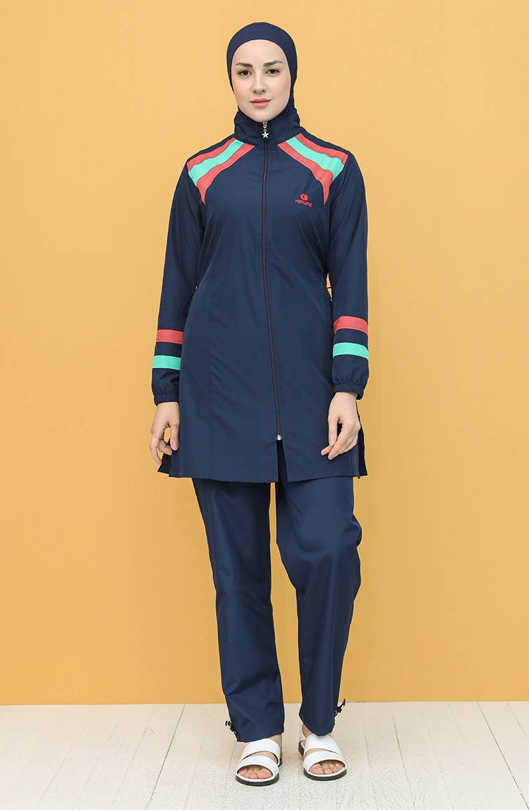 Navy Blue Modest Swimwear 202504 Sefamerve