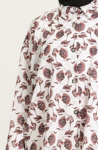 Düğmeli Tunik 1511-02 Beyaz