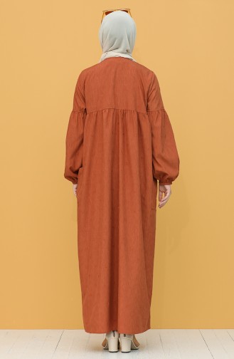 Boydan Düğmeli Elbise 21Y8339A-01 Taba