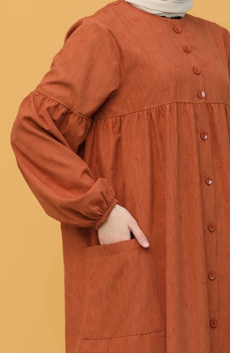 Boydan Düğmeli Elbise 21Y8339A-01 Taba