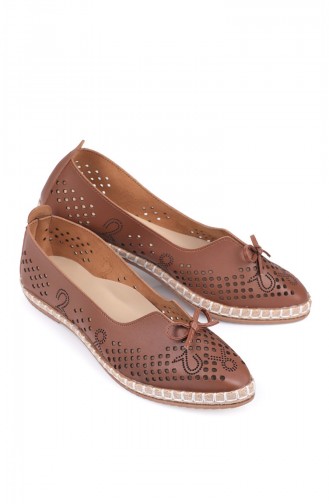 Tobacco Brown Woman Flat Shoe 3554-4