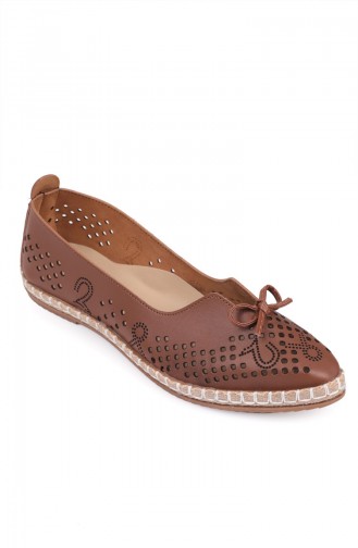 Tobacco Brown Woman Flat Shoe 3554-4