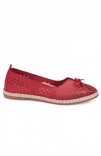 حذاء مسطح أحمر 3557-7