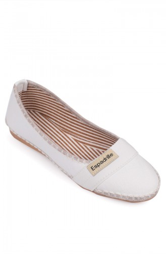 Bayan Espadril 8821-1 Beyaz Keten