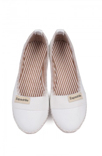 Bayan Espadril 8821-1 Beyaz Keten