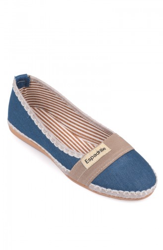 Bayan Espadril 8823-3 Kot Mavi Keten