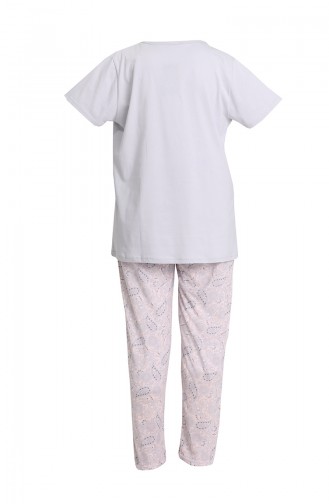 Büyük Beden Kısa Kol Pijama Takımı 202081 Gri