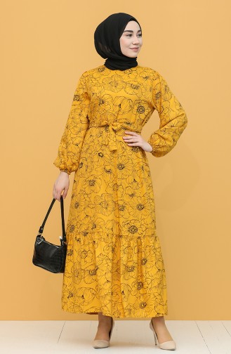 Mustard Hijab Dress 5359-01
