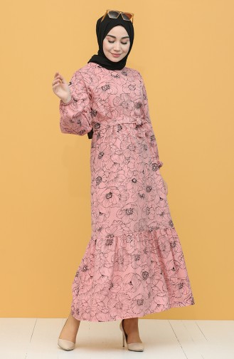Beige-Rose Hijab Kleider 5359-05