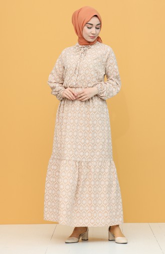 Beige Hijab Dress 5360-01