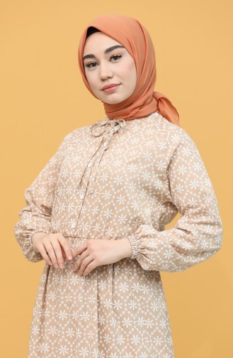 Beige Hijab Dress 5360-01