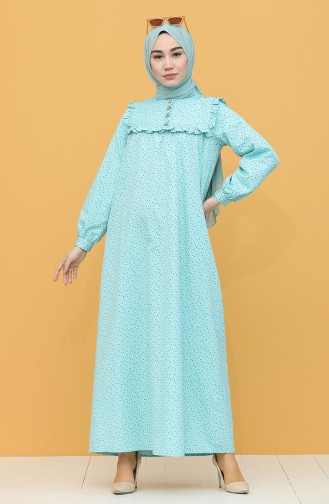 Minzenblau Hijab Kleider 21Y8335-08