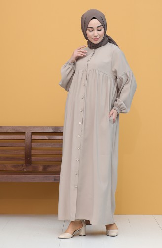 Boydan Düğmeli Elbise 21Y8351-04 Bej