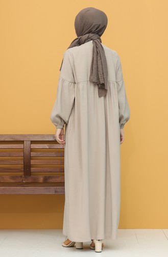 Boydan Düğmeli Elbise 21Y8351-04 Bej