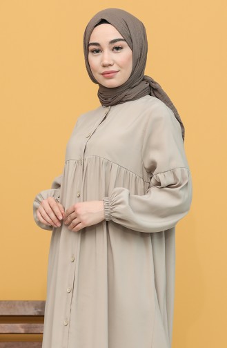 Boydan Düğmeli Elbise 21Y8351-04 Bej