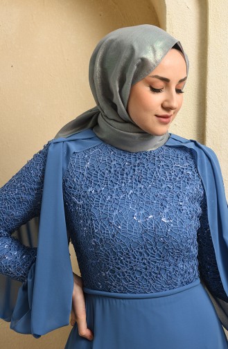 Simli Abiye Şal 19-0002-16 Gümüş Gri