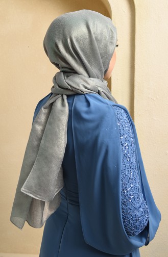 Simli Abiye Şal 19-0002-16 Gümüş Gri