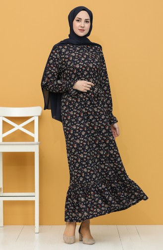 Navy Blue Hijab Dress 4572-04