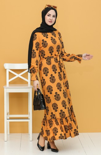Mustard Hijab Dress 4572A-06
