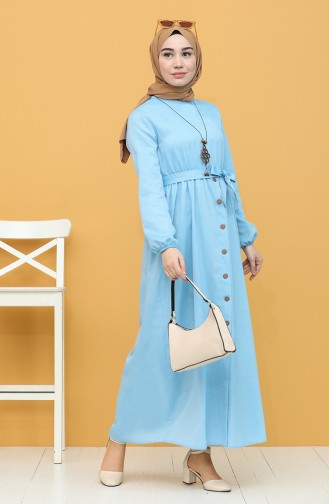 Hellblau Hijab Kleider 7067-10