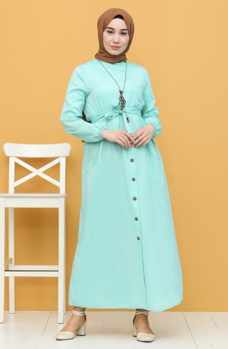 Green Almond Hijab Dress 7067-11