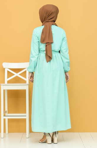 Green Almond Hijab Dress 7067-11