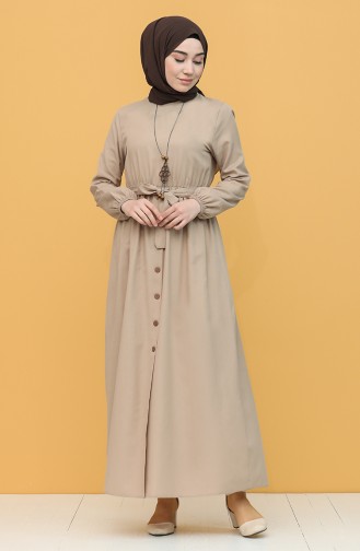 فستان بني مائل للرمادي 7067-15