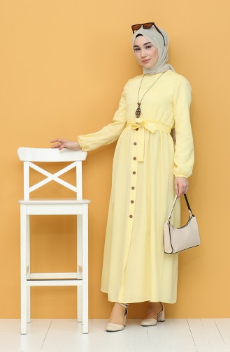 Gelb Hijab Kleider 7067-17
