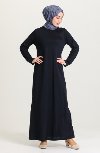 Sıfır Yaka Elbise 0076-01 Lacivert