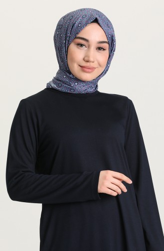 Navy Blue Hijab Dress 0076-01