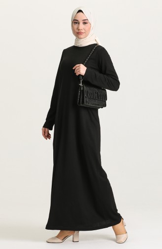 Sıfır Yaka Elbise 0076-03 Siyah