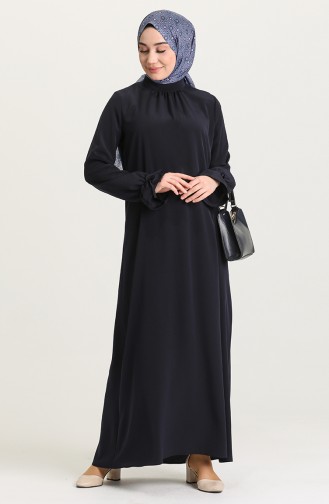 Navy Blue Hijab Dress 5631-05